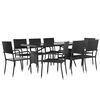 vidaXL Conjunto de comedor de exterior 9 piezas rat&aacute;n sint&eacute;tico negro