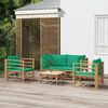 vidaXL Set de muebles de jard&iacute;n 5 piezas bamb&uacute; con cojines verde