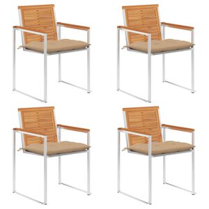 vidaXL Sillas de jard&iacute;n y cojines 4 unidades madera maciza de acacia