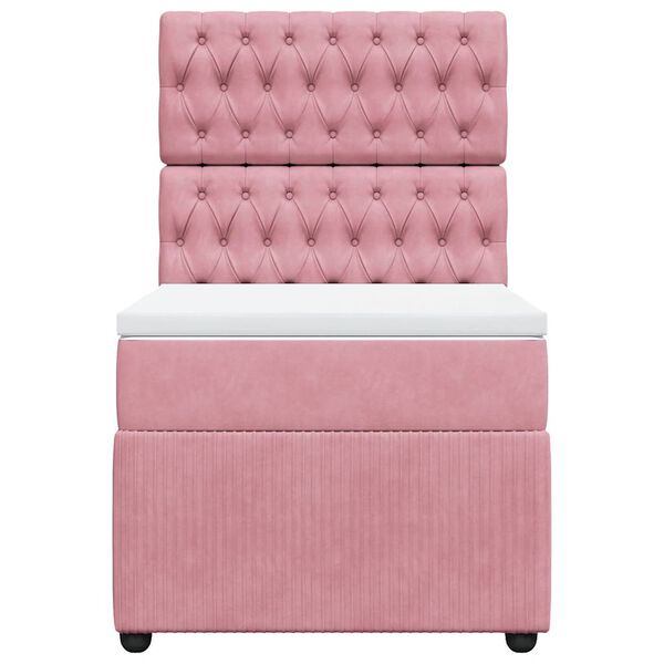 vidaXL Cama box spring con colch&oacute;n terciopelo rosa 90x190 cm