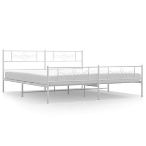 vidaXL Estructura cama sin colch&oacute;n con estribo metal blanco 193x203 cm