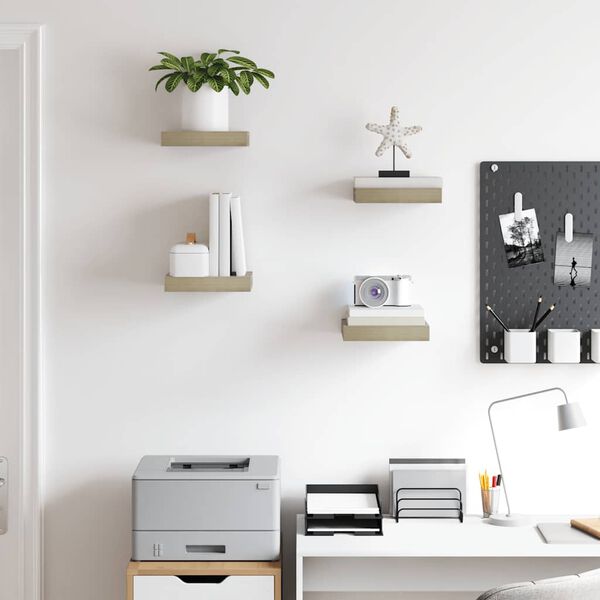 vidaXL Estantes flotantes de pared 4 uds MDF roble 23x23,5x3,8 cm