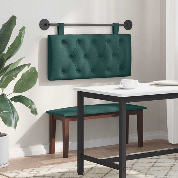 vidaXL Cabecera Colgante Verde oscuro 100 x 55 x 7 cm tela