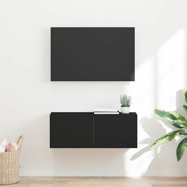 vidaXL Mueble de TV Montado en la Pared Negro 78,5 x 31 x 29,5 cm