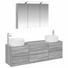 vidaXL Juego de muebles de ba&ntilde;o 4 pcs Sonoma gris