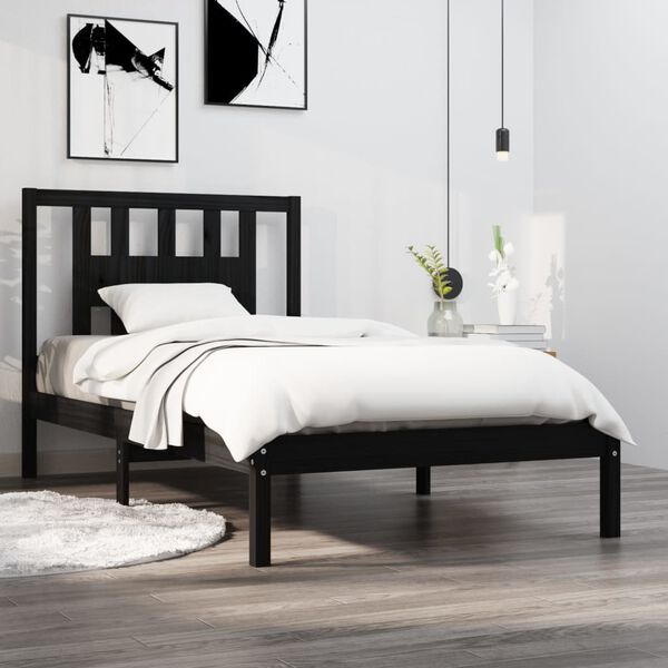 vidaXL Estructura de cama madera maciza de pino negro 100x200 cm