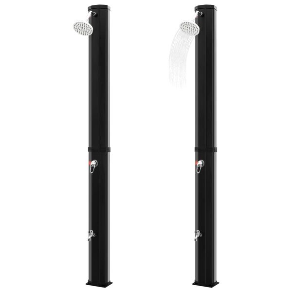 vidaXL Ducha solar exterior con rociador y grifo negro 35 L