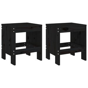 vidaXL Taburetes de jard&iacute;n 2 uds madera maciza pino negro 40x36x45 cm