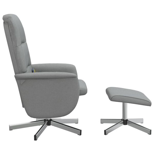 vidaXL Sill&oacute;n reclinable de masaje con reposapi&eacute;s tela gris claro