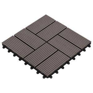 vidaXL Tile de Decking 11 pcs Marr&oacute;n Oscuro 30 x 30 cm WPC