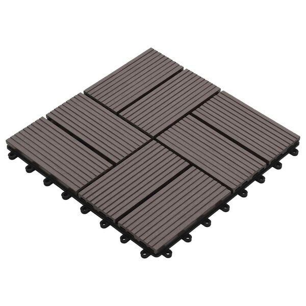 vidaXL Tile de Decking 11 pcs Marr&oacute;n Oscuro 30 x 30 cm WPC