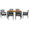 vidaXL Conjunto de Comedor de Jard&iacute;n 7 pcs Negro rat&aacute;n sint&eacute;tico