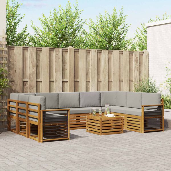 vidaXL Juegos de sof&aacute;s con coj&iacute;n 10 pcs Gris Natural y Claro