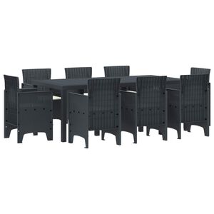 vidaXL Conjunto de Comedor de Jard&iacute;n 9 pcs Antracita Polipropileno