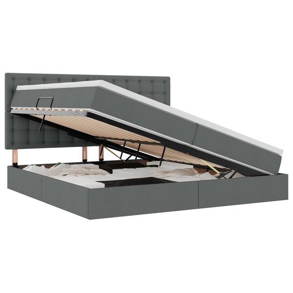 vidaXL Cama con almacenamiento y LED con LED Gris oscuro 200 x 200 cm