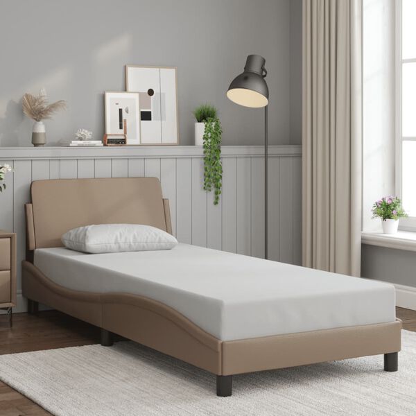 vidaXL Estructura de cama Dover cuero sint&eacute;tico capuchino 90x200 cm