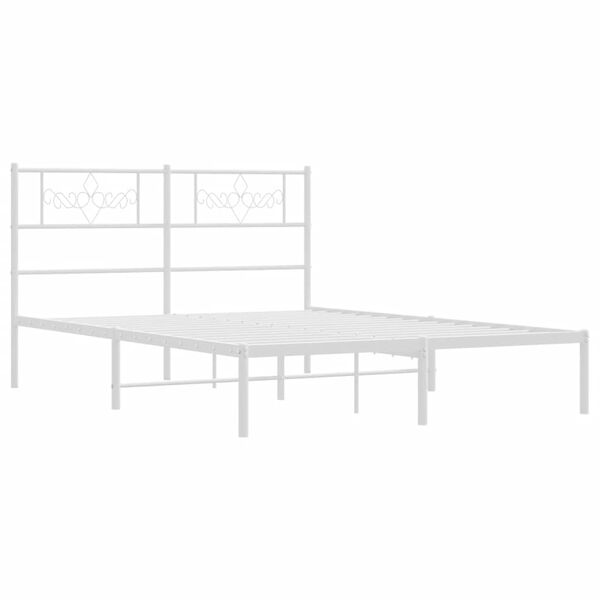 vidaXL Estructura cama sin colchón con cabecero metal blanco 135x190cm
