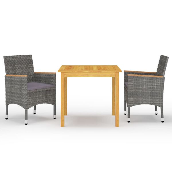 vidaXL Juego de comedor de jardín de 3 piezas gris