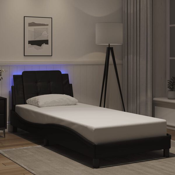 vidaXL Estructura de cama con LED sin colchón Zadar negro 100x200 cm