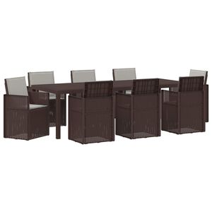 vidaXL Conjunto de Comedor de Jard&iacute;n 9 uds. Marr&oacute;n y Gris Claro PP