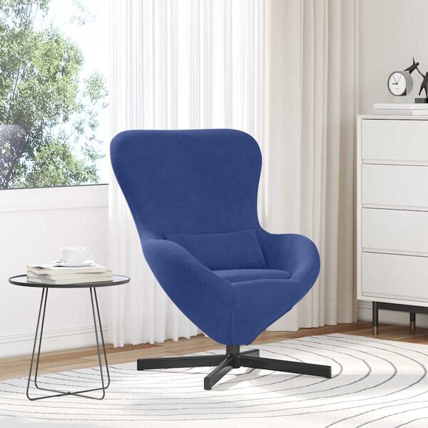 vidaXL Sill&oacute;n huevo Azul Polic&iacute;a 63 x 73 x 90 cm Terciopelo