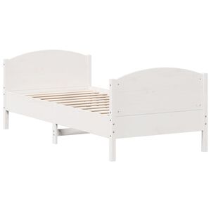 vidaXL Estructura de cama sin colch&oacute;n madera maciza blanca 75x190 cm