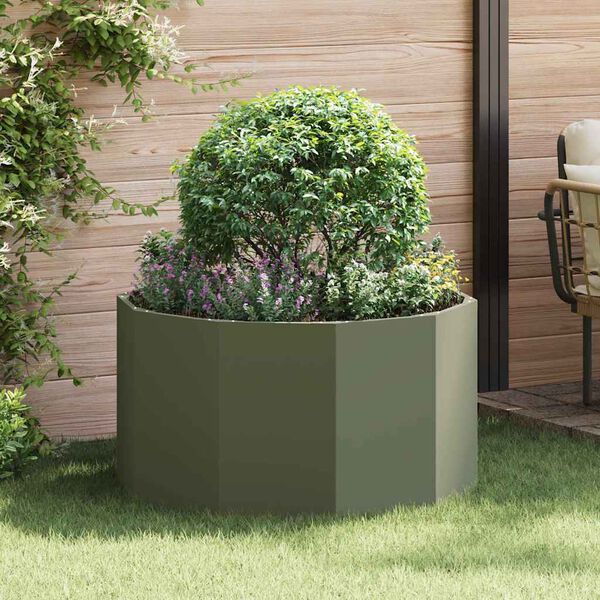 vidaXL Jardinera Verde Oliva 90 x 90 x 50 cm Acero