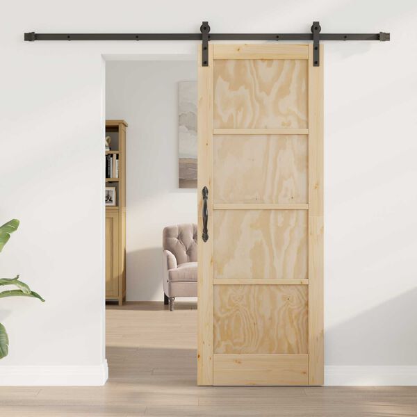 vidaXL Puerta Corredera Marr&oacute;n 73,5 x 198,5 cm Madera de pino macizo