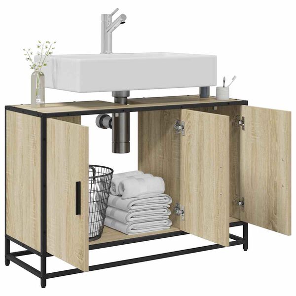 vidaXL Mueble de lavabo de ba&ntilde;o roble Sonoma 90x33x60 cm madera de ingenier&iacute;a