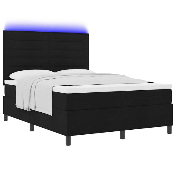 vidaXL Cama tipo Box Spring con colch&oacute;n Negro 160 x 200 cm tela