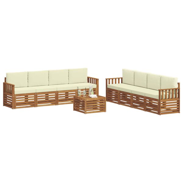vidaXL Juegos de sof&aacute;s 9 pcs Natural y Crema Madera de Acacia S&oacute;lida