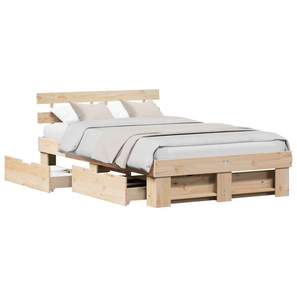 vidaXL Estructura de cama Marrón 120 x 190 cm Madera de pino macizo
