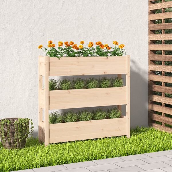 vidaXL Jardinera de madera maciza de pino 112x25x104,5 cm