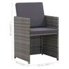 vidaXL Set de comedor de jard&iacute;n 17 pzas y cojines rat&aacute;n sint&eacute;tico gris