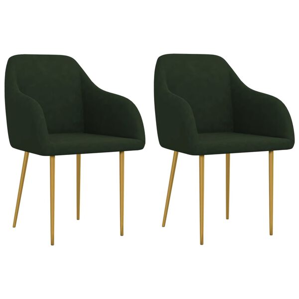 vidaXL Sillas de comedor 2 unidades terciopelo verde oscuro
