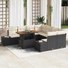 vidaXL Conjunto de sof&aacute; de jard&iacute;n 9 pcs Negro Polirat&aacute;n
