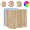 vidaXL Mueble de TV de pared con luces LED roble Sonoma 40,5x35x40 cm