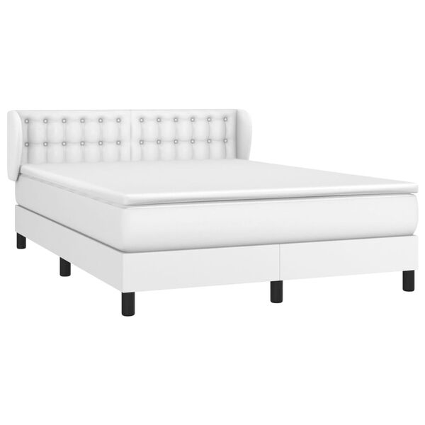 vidaXL Cama box spring con colch&oacute;n cuero sint&eacute;tico blanco 140x190 cm