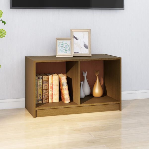 vidaXL Mueble de TV de madera maciza de pino marrón miel 70x33x42 cm