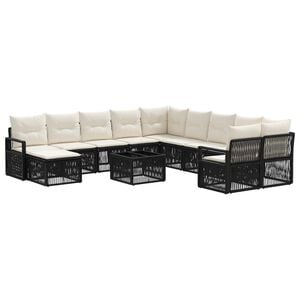 vidaXL Conjunto de sof&aacute;s de jard&iacute;n 12 uds. Negro rat&aacute;n sint&eacute;tico