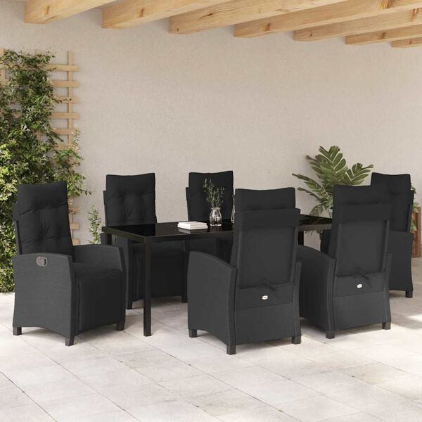 vidaXL Conjunto de Comedor de Jard&iacute;n 7 pcs Negro rat&aacute;n sint&eacute;tico