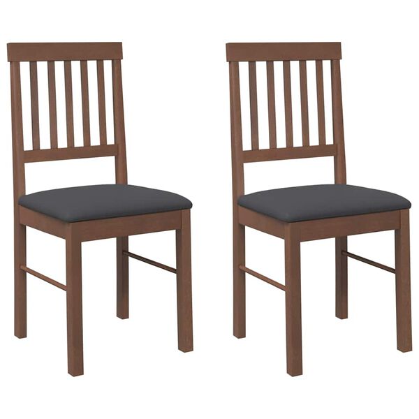 vidaXL Sillas de comedor con cojines 2 uds madera maciza marrón caucho