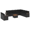 vidaXL Set de sof&aacute;s de jard&iacute;n 11 pzas y cojines rat&aacute;n sint&eacute;tico negro