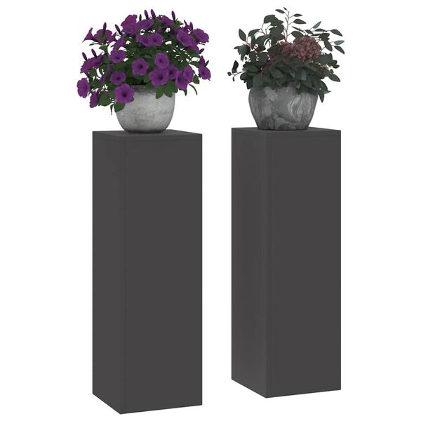vidaXL Soporte de plantas 2 pcs Negro 24 x 24 x 75 cm Acero