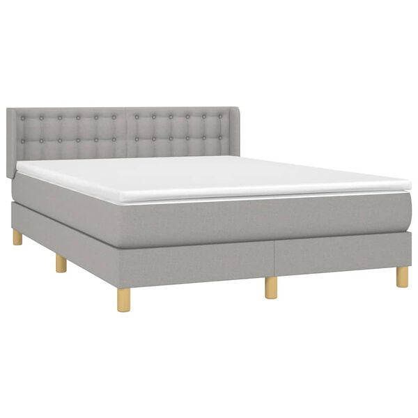 vidaXL Cama box spring con colch&oacute;n tela gris claro 140x190 cm