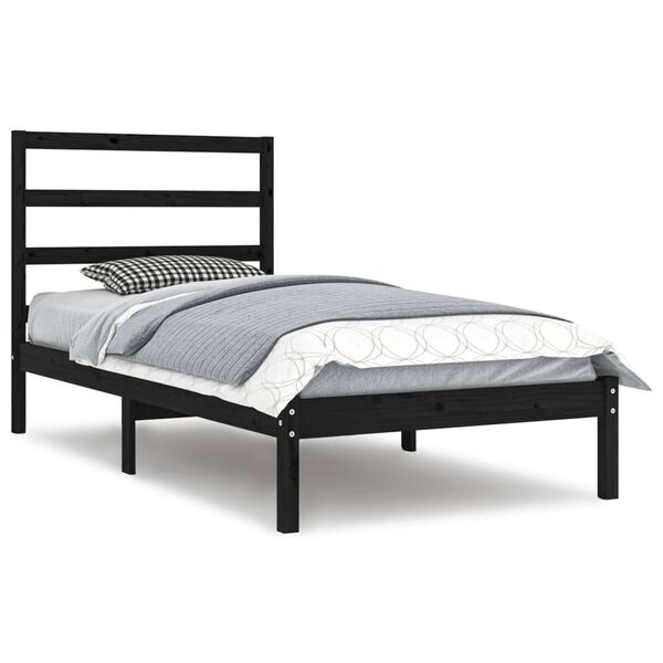 vidaXL Estructura de cama madera maciza de pino negra 100x200 cm
