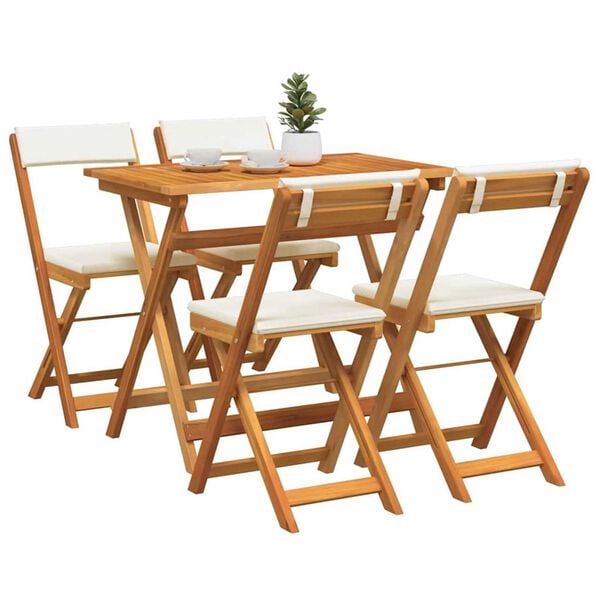 vidaXL Conjunto bistro 5 pcs Marrón madera maciza de acacia