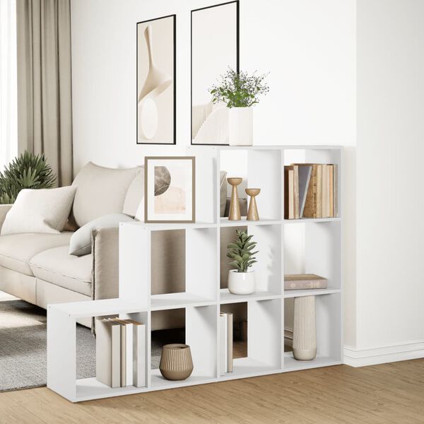 vidaXL Librer&iacute;a divisora 3 niveles madera blanca 137,5x29x103,5 cm