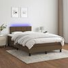 vidaXL Cama box spring con colch&oacute;n y LED tela marr&oacute;n oscuro 120x190 cm