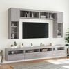 vidaXL Muebles de TV de pared con luces LED 8 piezas gris sonoma